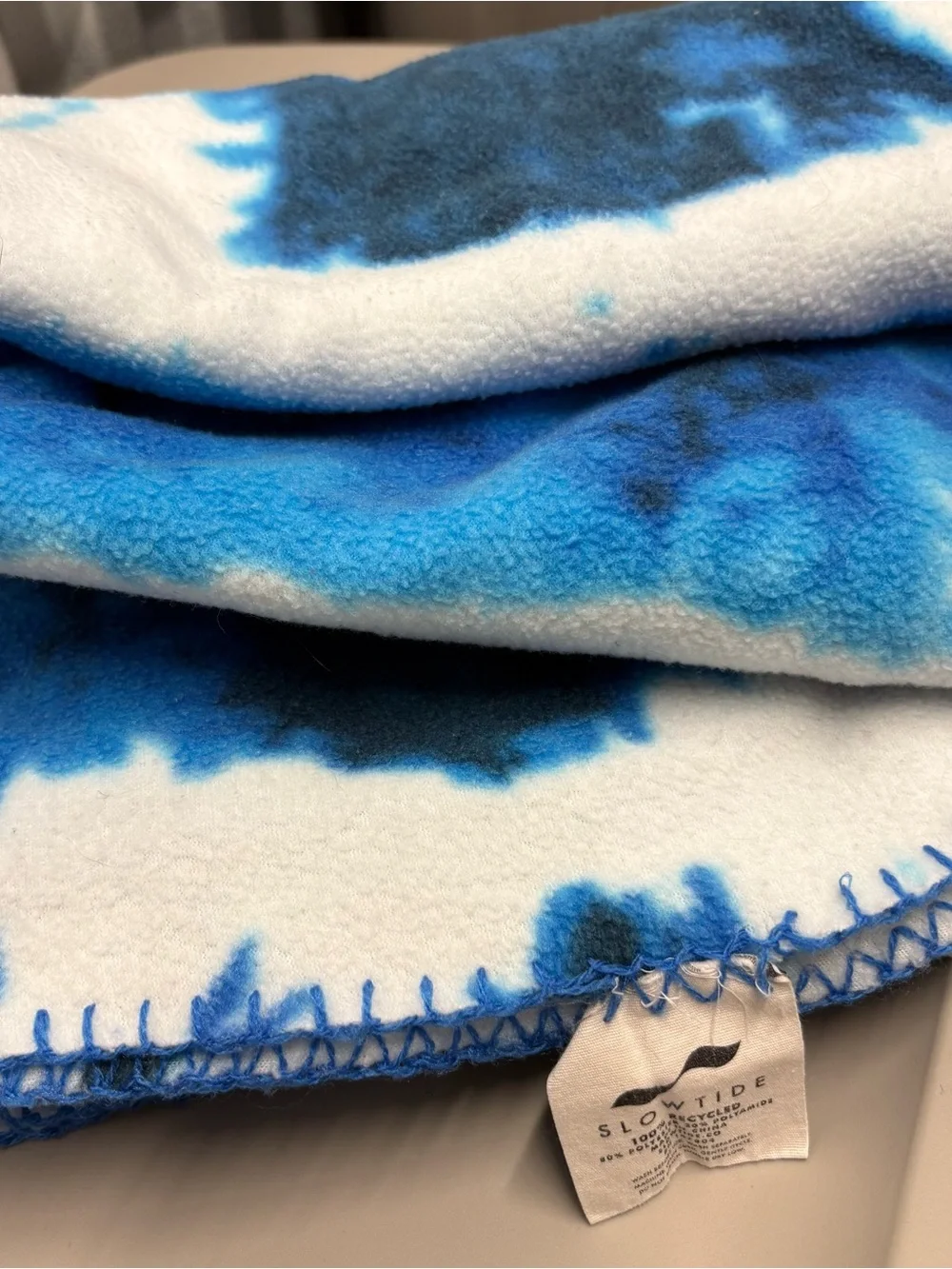 Slowtide Blue Tie-Dye Fleece Throw Blanket